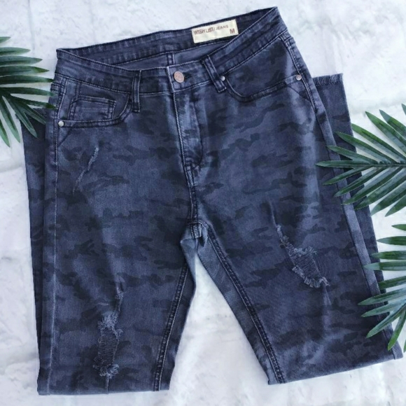 DanburyLane Denim - Casual Chic Charcoal Camo Ripped Skinny Jeans